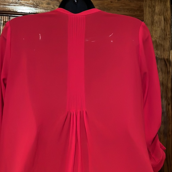 Red Rhinestone Embellished High Low Poly Tunic - Picture 6 of 10